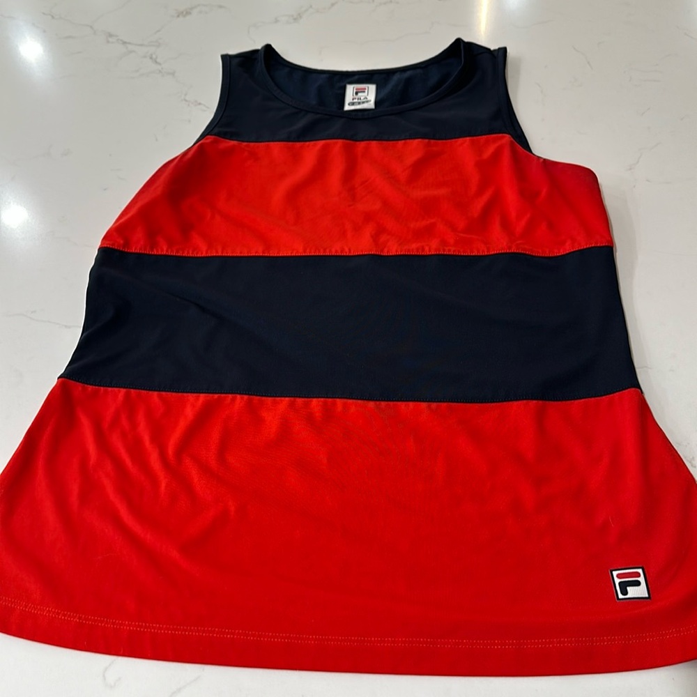 Fila Tennis Tank, navy/red strip, M
